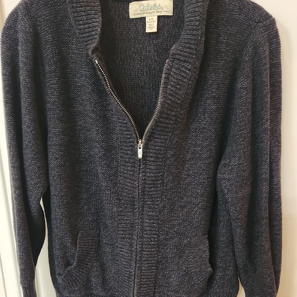 Cabela's Navy Blue Zip-Up Sweater - Picture 1 of 6